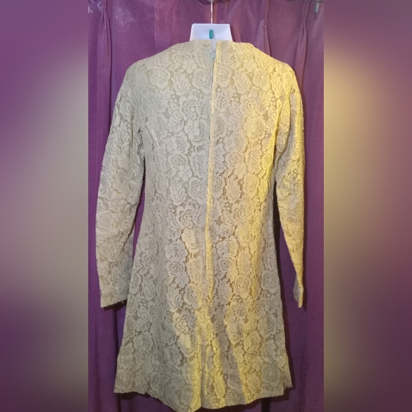 Vintage Lace Above the Knee Grandma Made Fully Lined Dress - Picture 2 of 6